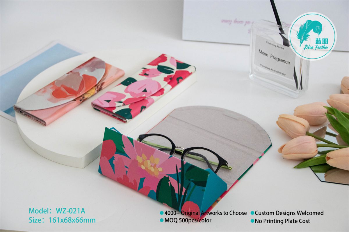 Fashion Colorful Floral Folding Glasses Case for Women
